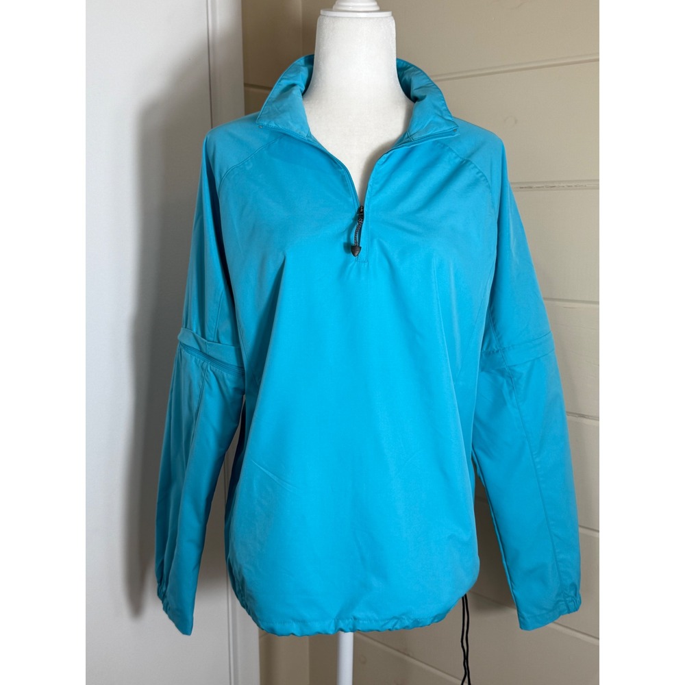 Nike Golf Pullover L Turquoise Blue Convertible Zip-Off Sleeve Storm-FIT